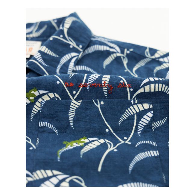 Camicia Hawaiian Lucertole | Blu