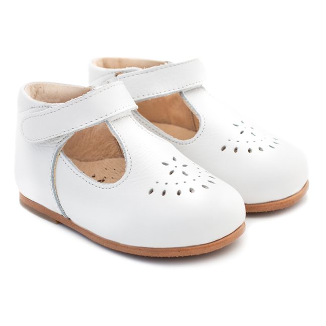 Milton Velcro T-bar Shoes | White
