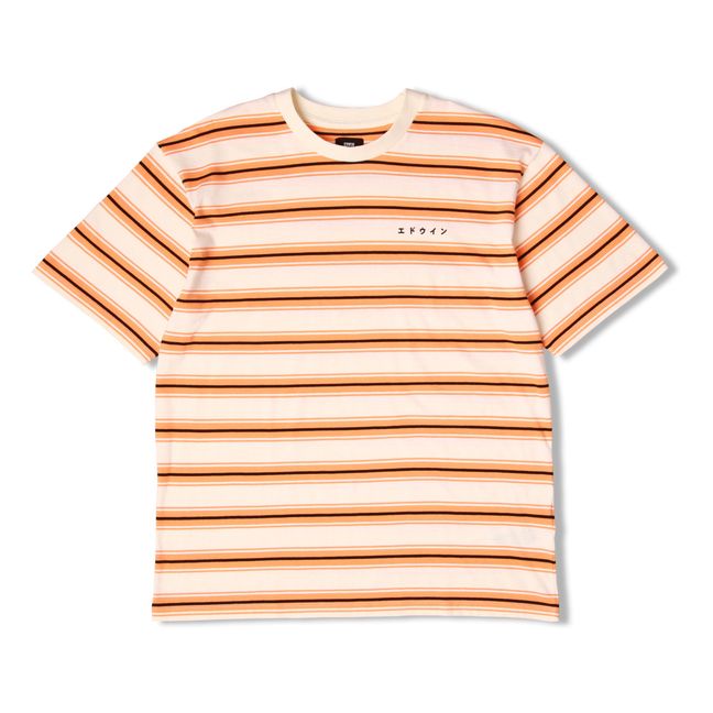 T-shirt Quarter Rayé  | Orange