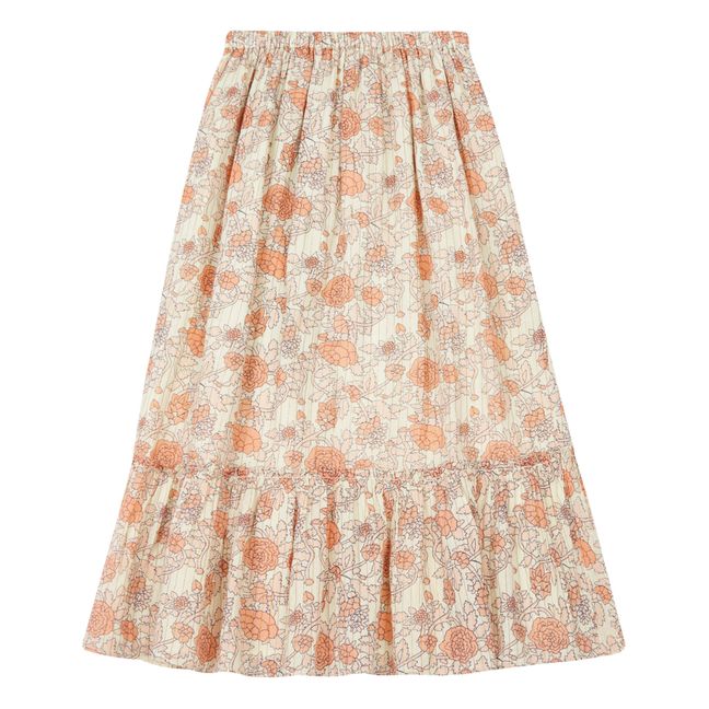 Rachel Floral Lurex Skirt | Pale pink