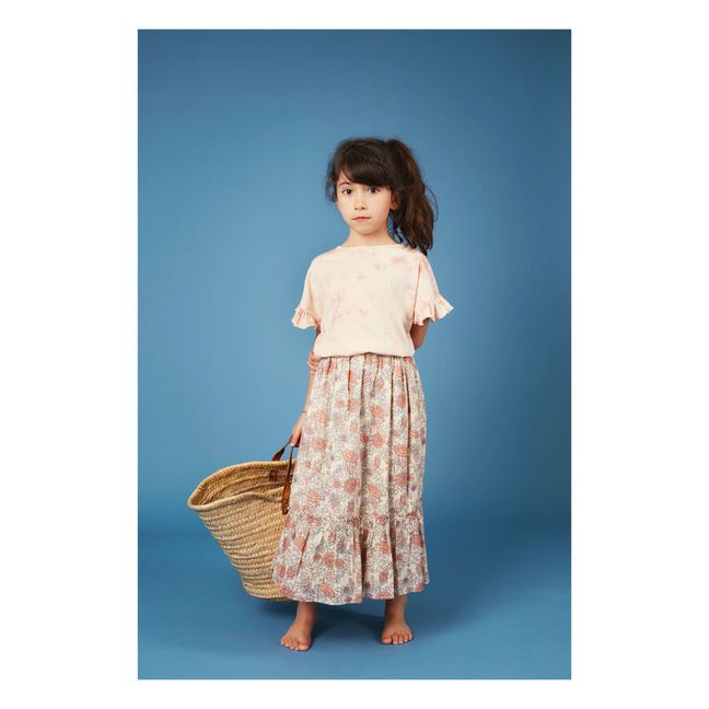 Rachel Floral Lurex Skirt | Pale pink
