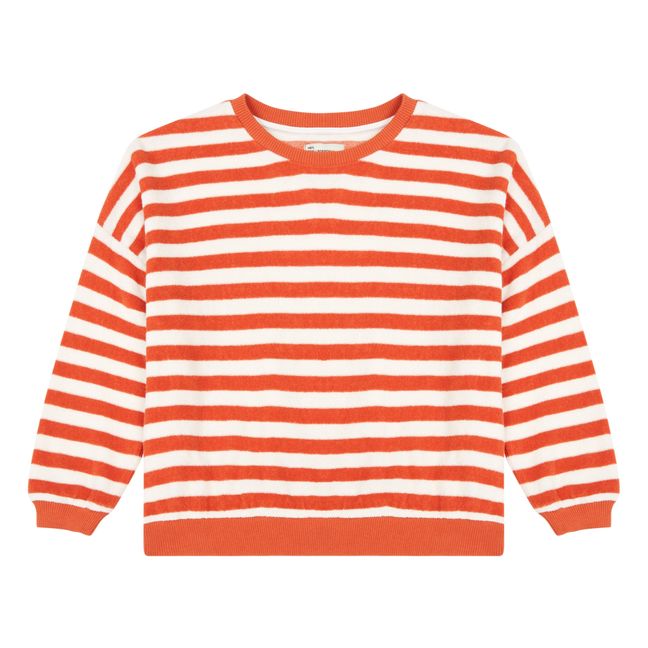 Baby Striped Organic Cotton Terry Sweatshirt | Rojo