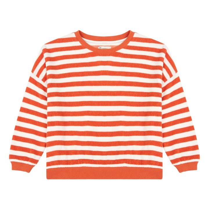 Baby Striped Organic Cotton Terry Sweatshirt | Red- Product image n°0