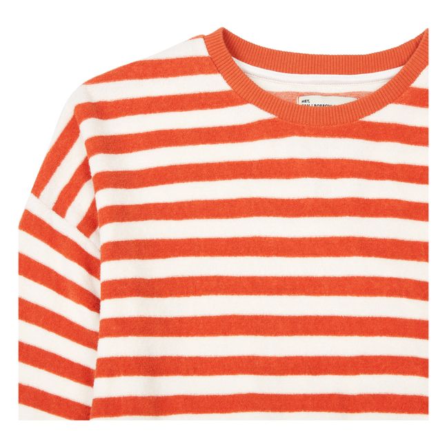 Baby Striped Organic Cotton Terry Sweatshirt | Rojo