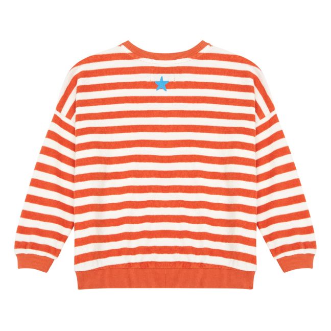 Felpa in spugna di cotone organico a righe Baby | Rosso