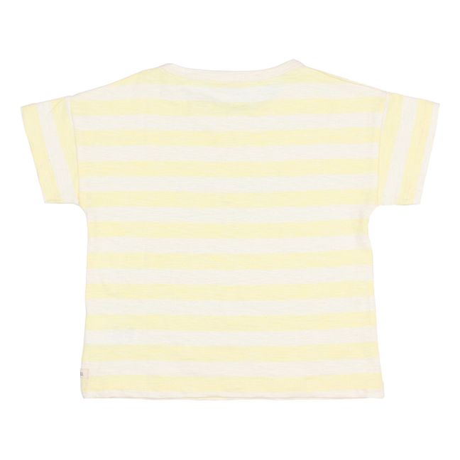 T-Shirt Bonjour in cotone a righe | Giallo chiaro