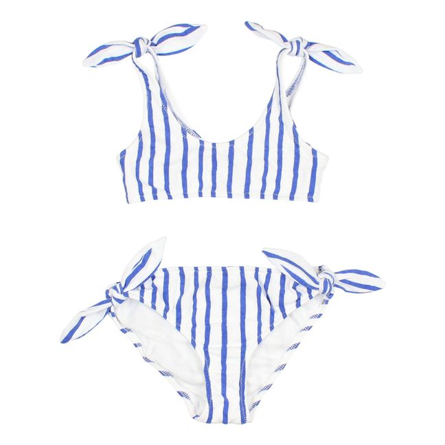 Organic Cotton Striped Bikini | White