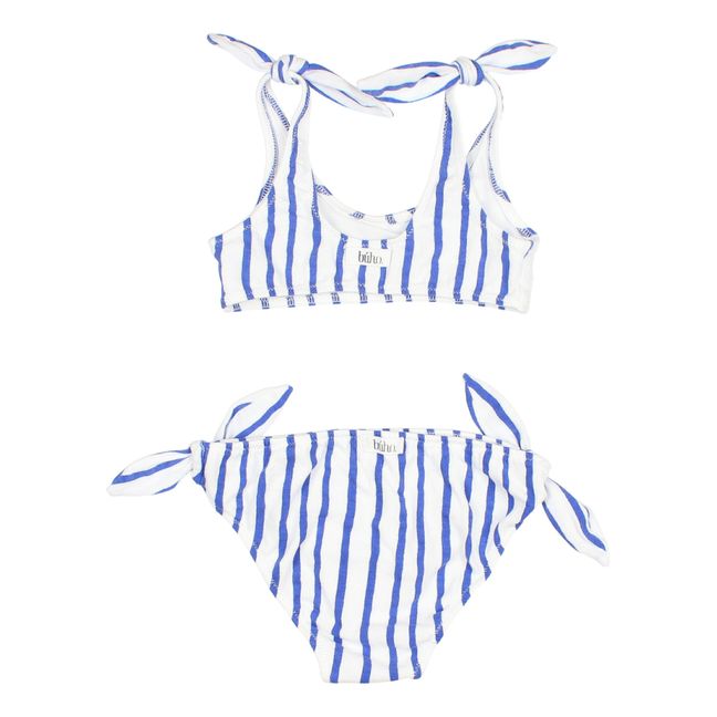Organic Cotton Striped Bikini | White