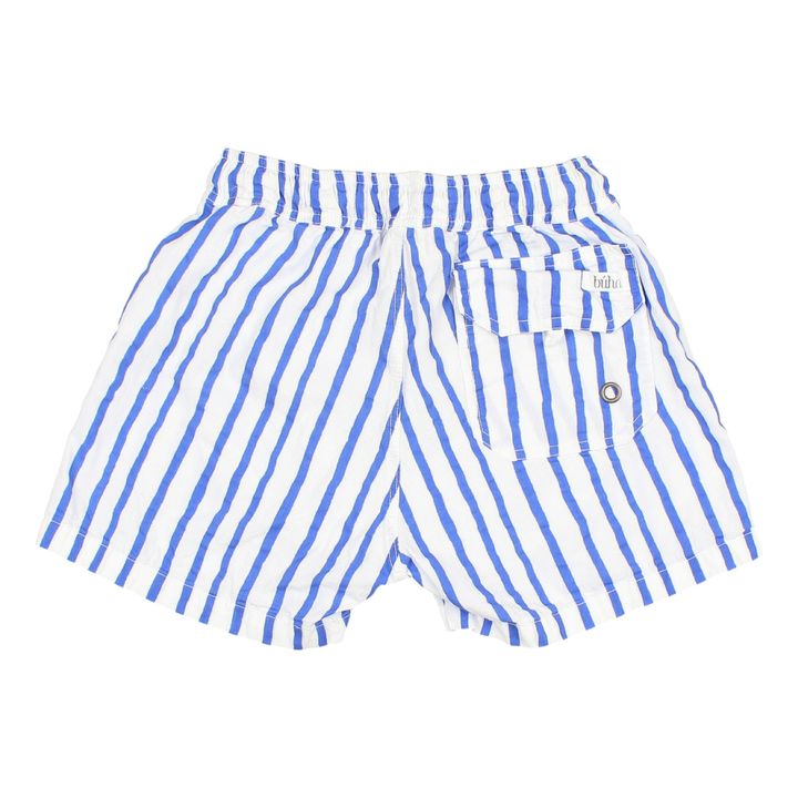 Búho - Organic Cotton Striped Swim Trunks - White | Smallable