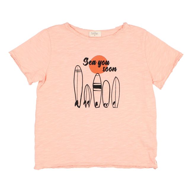 Camiseta de algodón orgánico con volantes Teeg | Rosa Melocotón