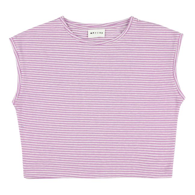 T-Shirt Oversized Satin à Rayures | Lilas