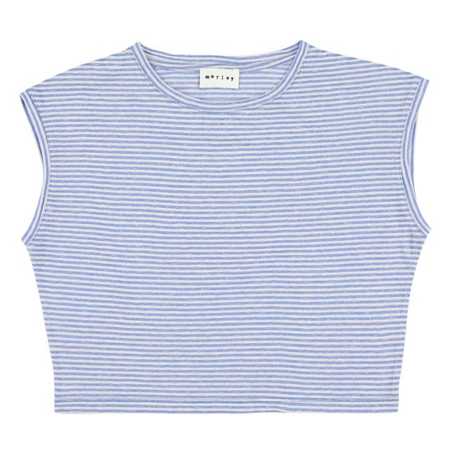 T-Shirt Oversized Satin à Rayures | Bleu