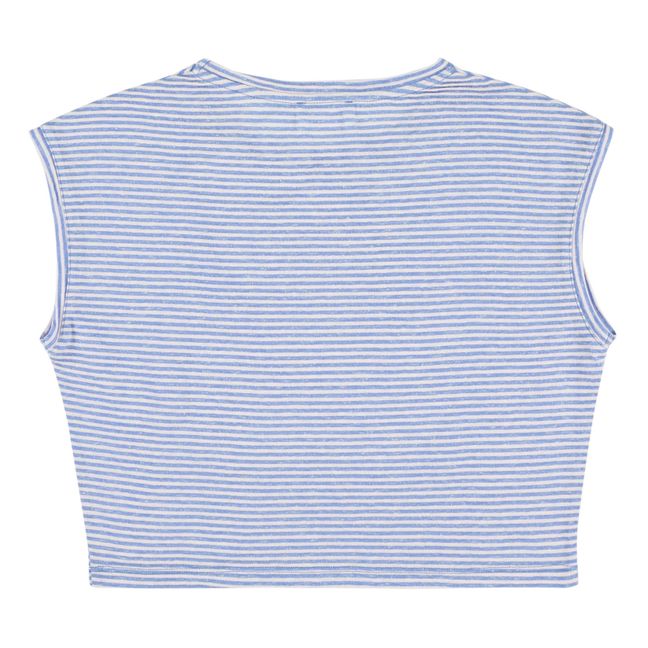 T-Shirt Oversized Satin à Rayures | Bleu