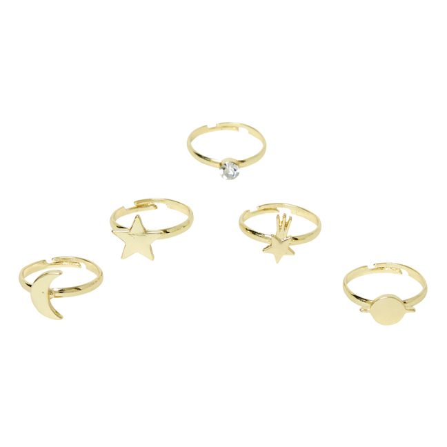Set of 5 Moon Rings | Gold