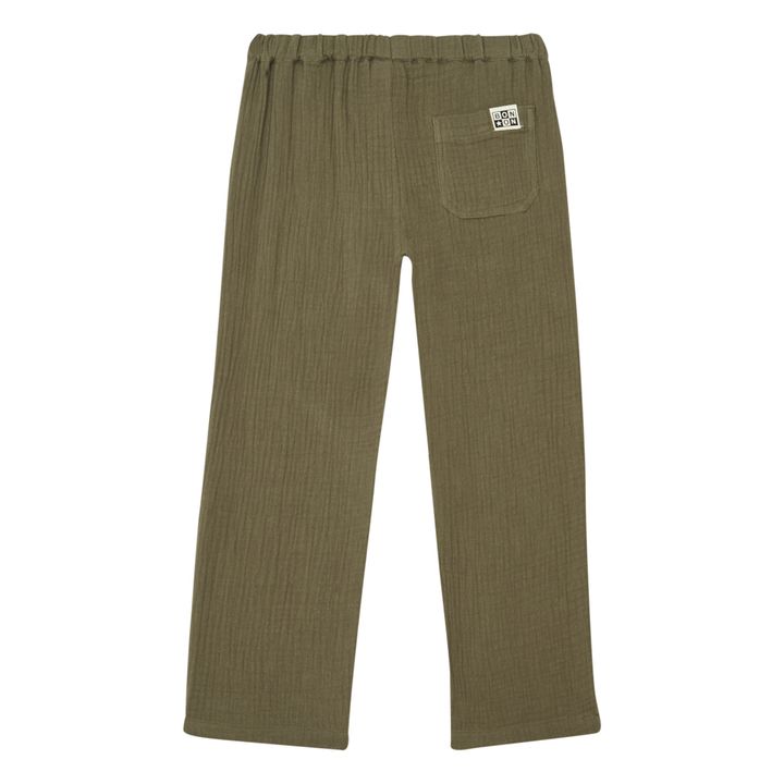 Pantaloni in garza in cotone organico Batcha | Verde militare- Immagine del prodotto n°1