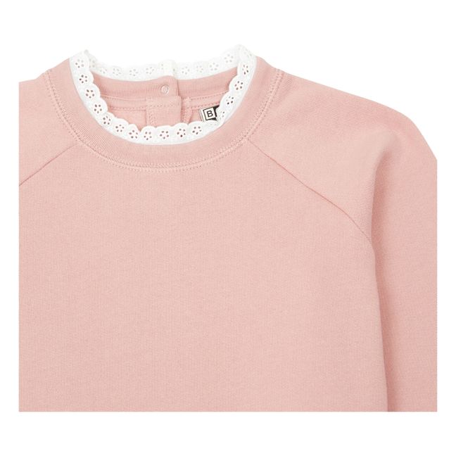 Felpa in Cotone Organico con Colletto in Pizzo Tilia | Rosa