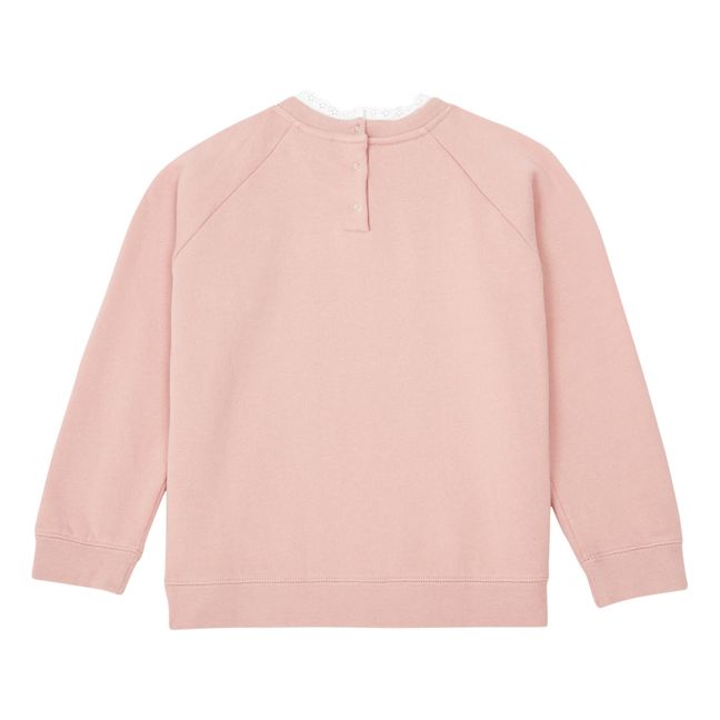 Tilia Organic Cotton Lace Collar Sweatshirt | Pink
