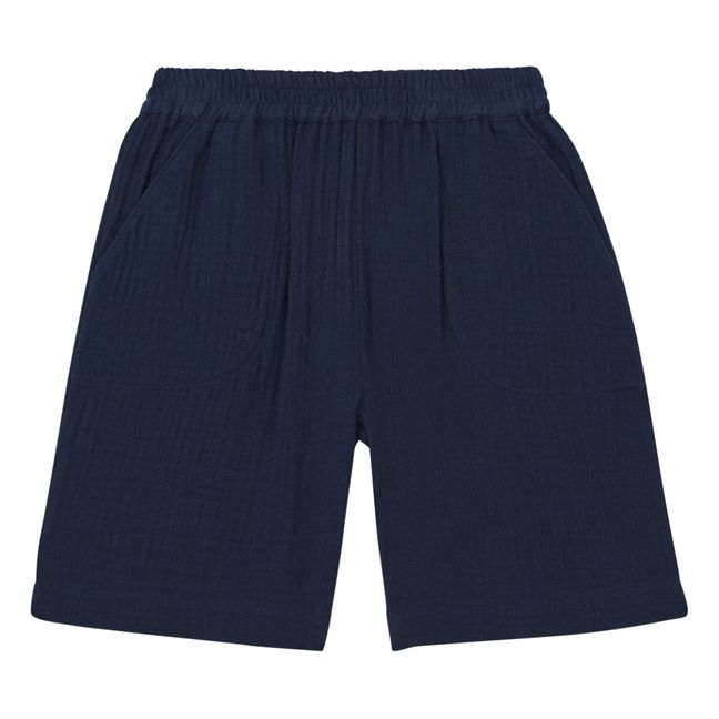 Pantalones cortos de gasa de algodón orgánico Rambo | Azul
