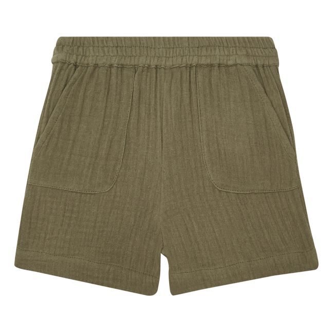 Pantalones cortos de gasa de algodón orgánico Ramb | Verde Kaki