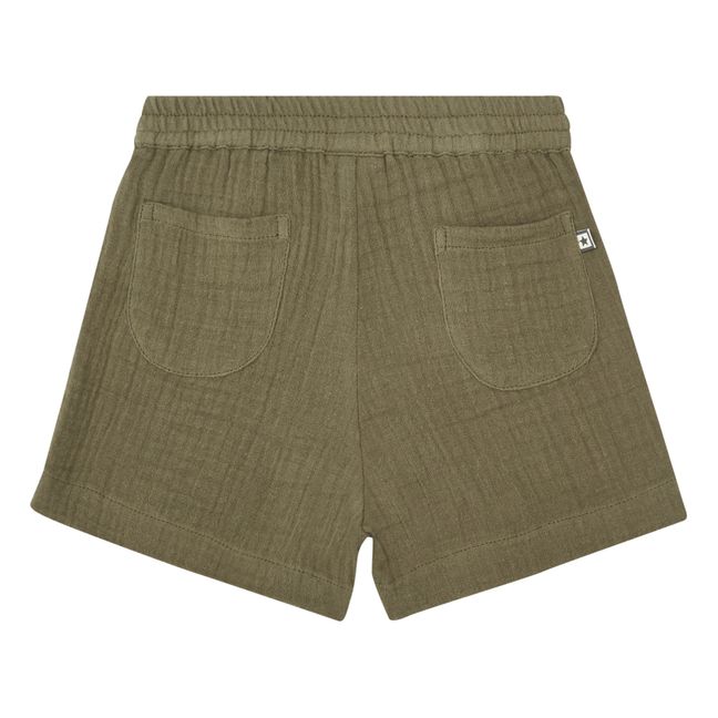 Pantalones cortos de gasa de algodón orgánico Ramb | Verde Kaki