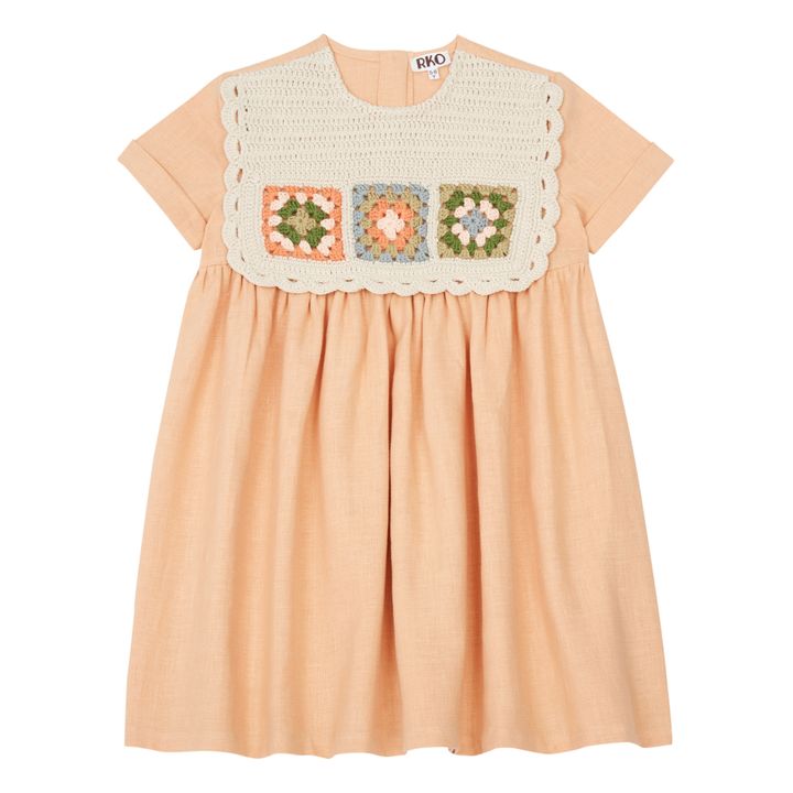 Linen Crochet Dress | Pale pink- Product image n°0