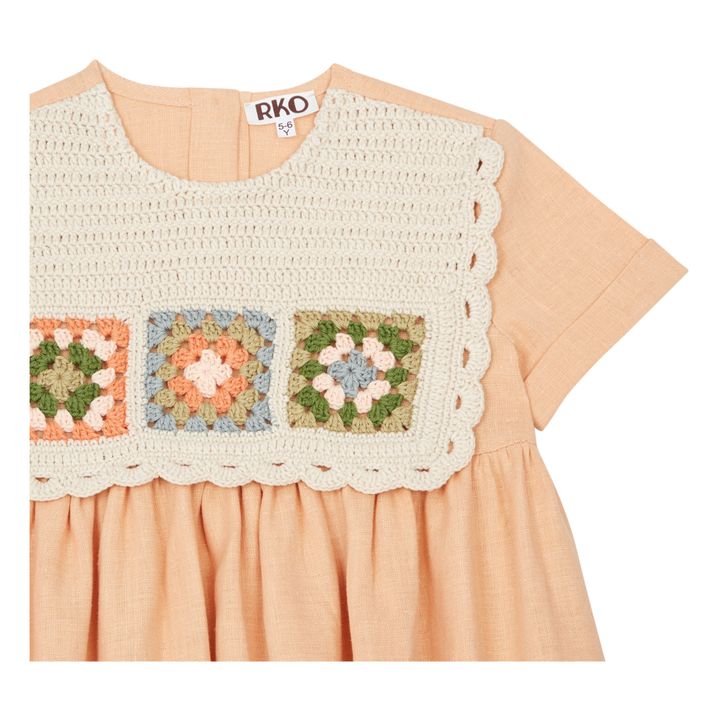 Linen Crochet Dress | Pale pink- Product image n°1