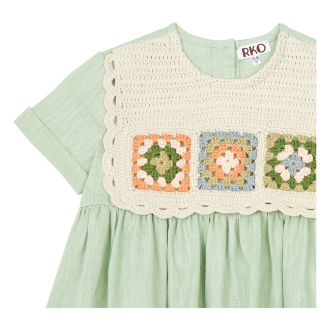 Linen Crochet Dress | Sage