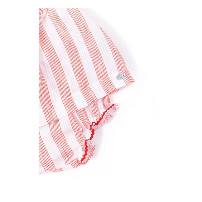 Conjunto de blusa y ranita a rayas | Crudo
