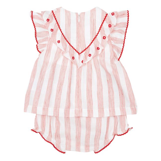 Conjunto de blusa y ranita a rayas | Crudo