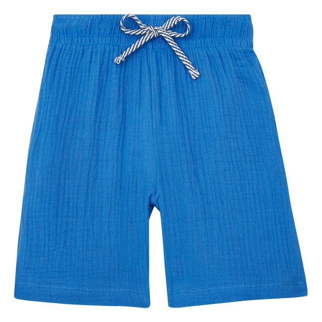 Boris Woven Cotton Fabric Bermuda Shorts | Blu