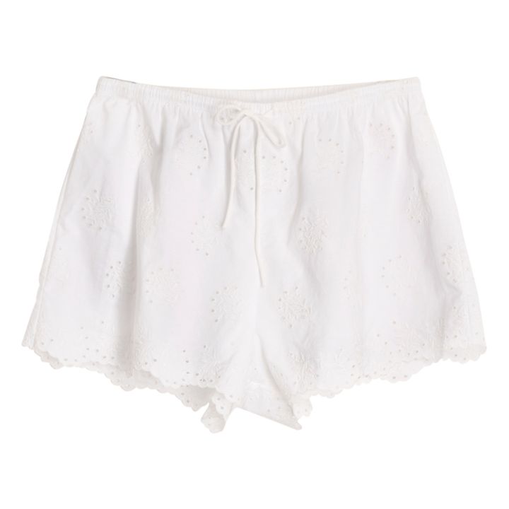 Luciana Embroidered Pyjama Shorts | Weiß- Produktbild Nr. 0