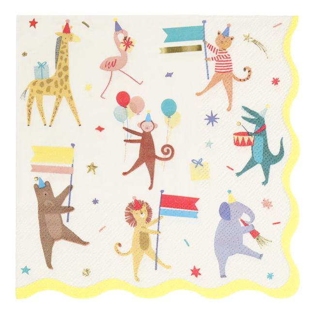 Serviettes en papier Parade des animaux - Set de 16