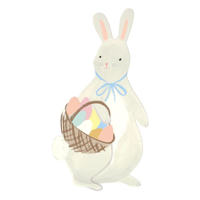 Platos de papel Conejo con cesta de huevos de Pascua - Juego de 8