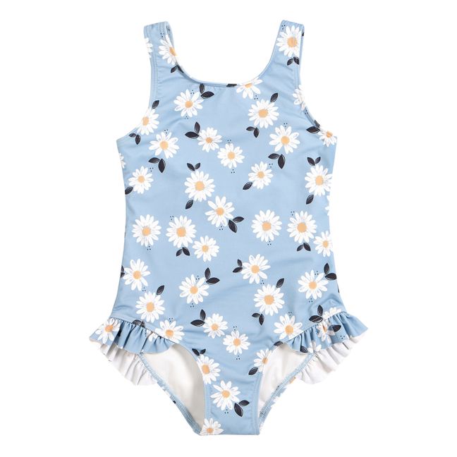 Bañador de nylon reciclado con estampado de margaritas  | Azul