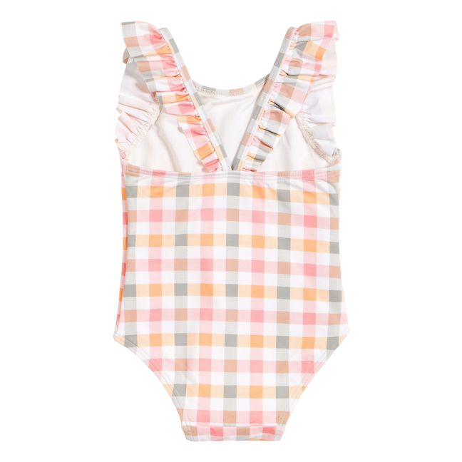 Bañador de nylon reciclado con estampado de cuadros | Crudo