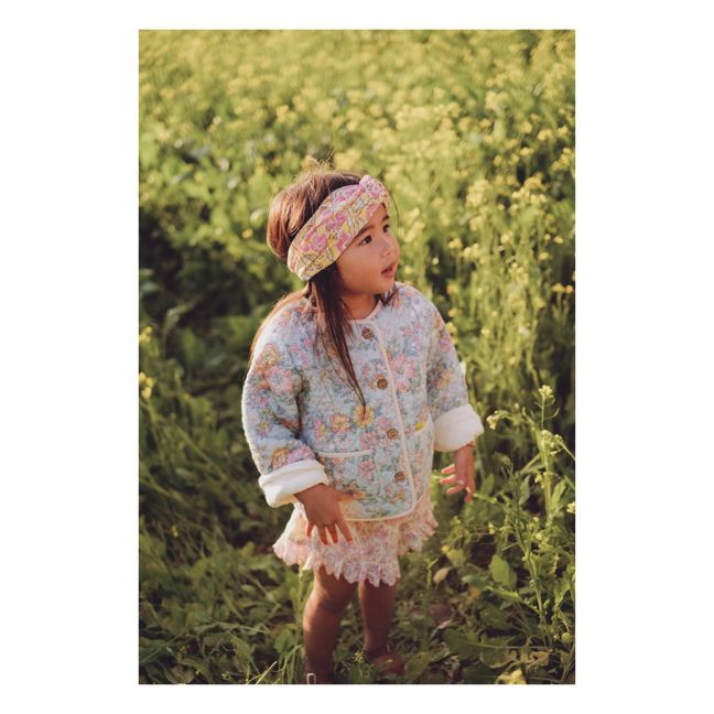 Chaqueta acolchada de flores de algodón orgánico Astrid | Verde agua