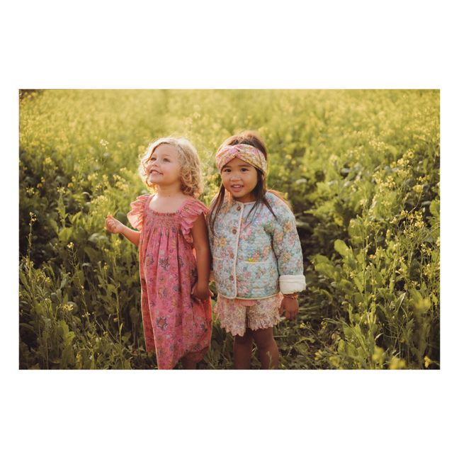 Chaqueta acolchada de flores de algodón orgánico Astrid | Verde agua