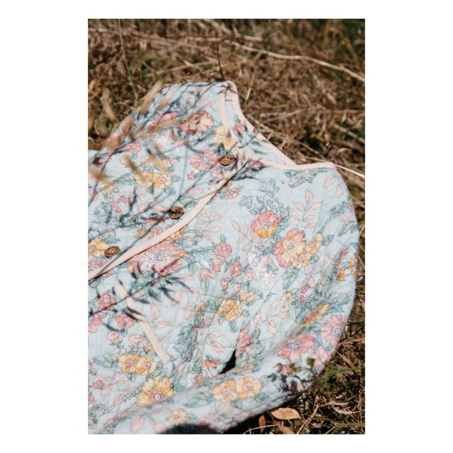 Veste Matelassée Coton Bio Fleurie Astrid | Vert d'eau