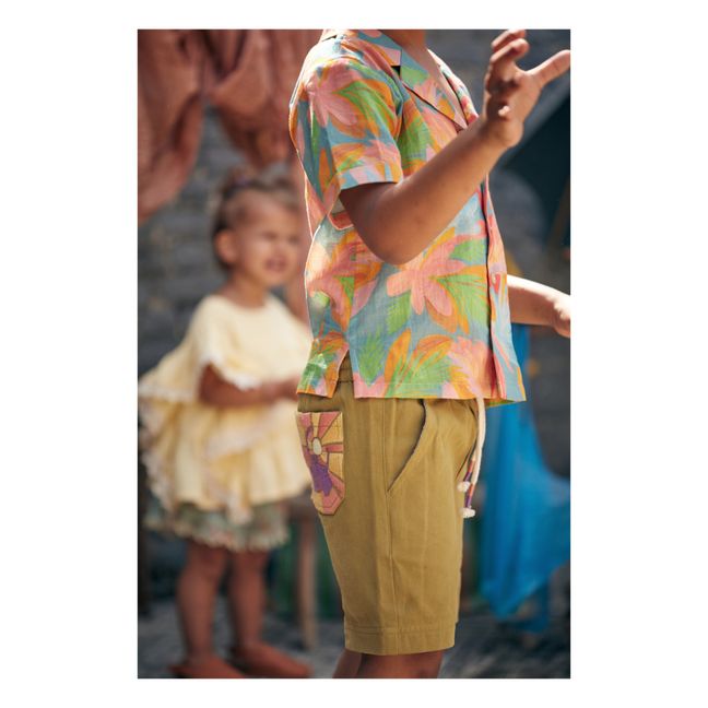 Alov Flower Print Organic Cotton Shirt | Naranja