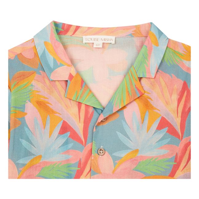 Alov Flower Print Organic Cotton Shirt | Naranja
