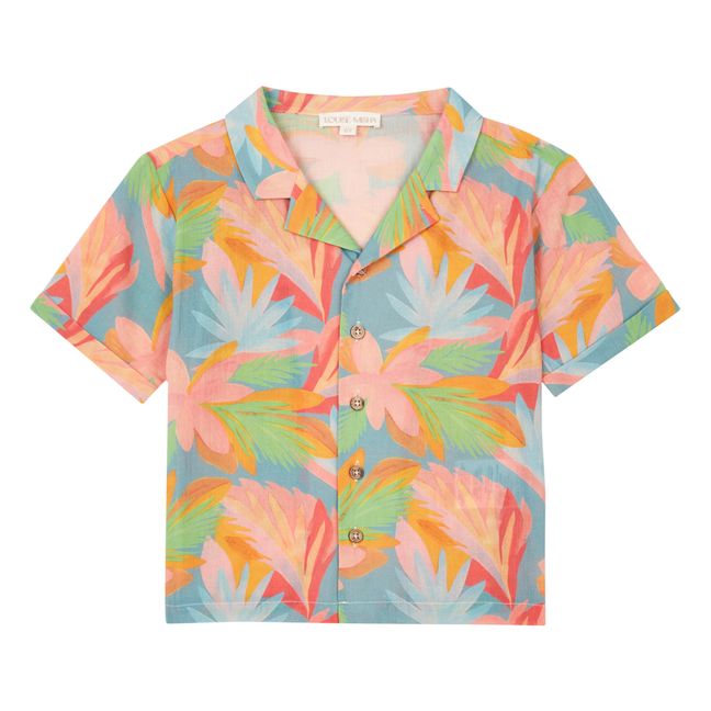Alov Flower Print Organic Cotton Shirt | Naranja