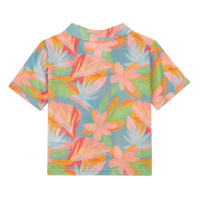 Alov Flower Print Organic Cotton Shirt | Naranja
