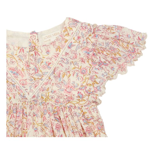 Vestido de algodón orgánico de flores Siloe | Crudo