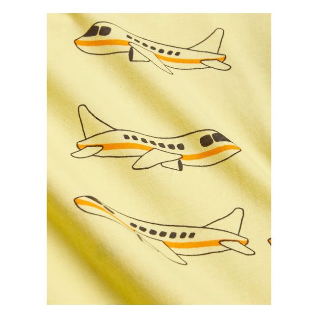 Vestido de algodón ecológico con estampado de aviones | Amarillo