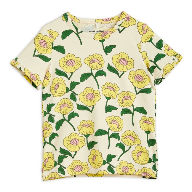 T-Shirt in cotone organico a fiori | Giallo
