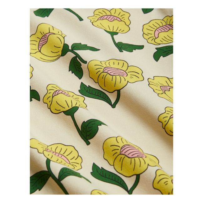 Camiseta de algodón orgánico estampado floral Tahití | Amarillo