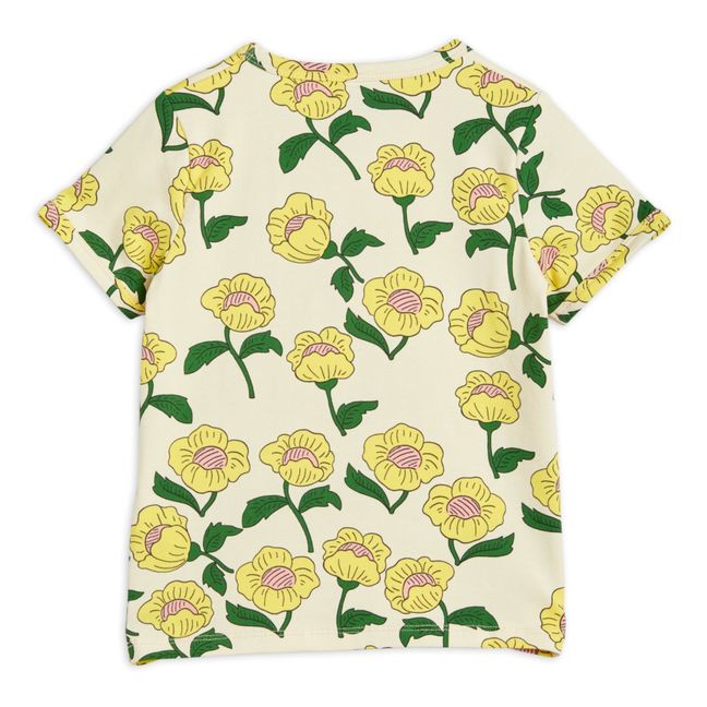 Camiseta de algodón orgánico estampado floral Tahití | Amarillo