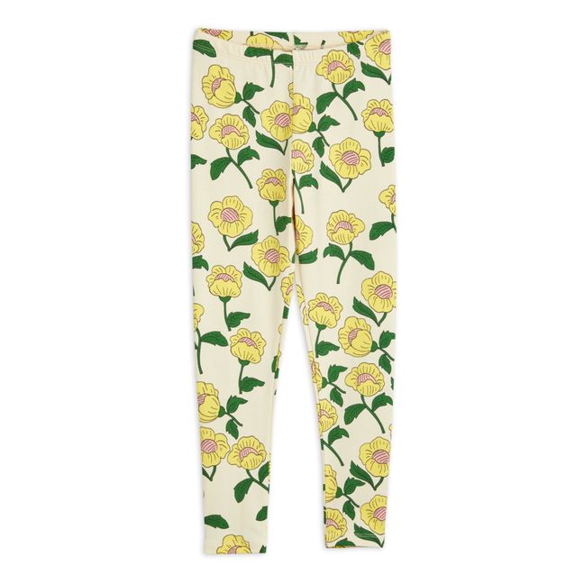 Leggings aus Bio-Baumwolle mit Blumenmuster | Gelb