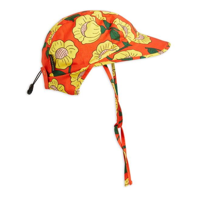 Gorra de algodón ecológico con estampado floral | Naranja