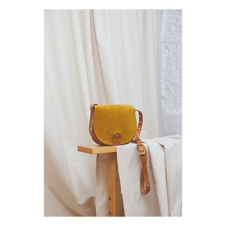 Bolsa de terciopelo Mamour  | Amarillo Mostaza- Imagen del producto n°1
